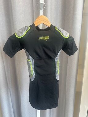 Riddell Youth Black & Gray Compression Football Jersey with Neon Accents - Small